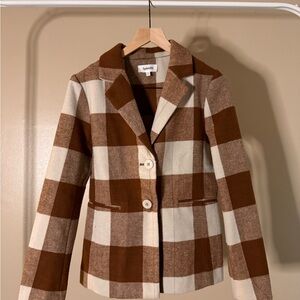 Splendid Women's Brown and Cream Plaid Blazer